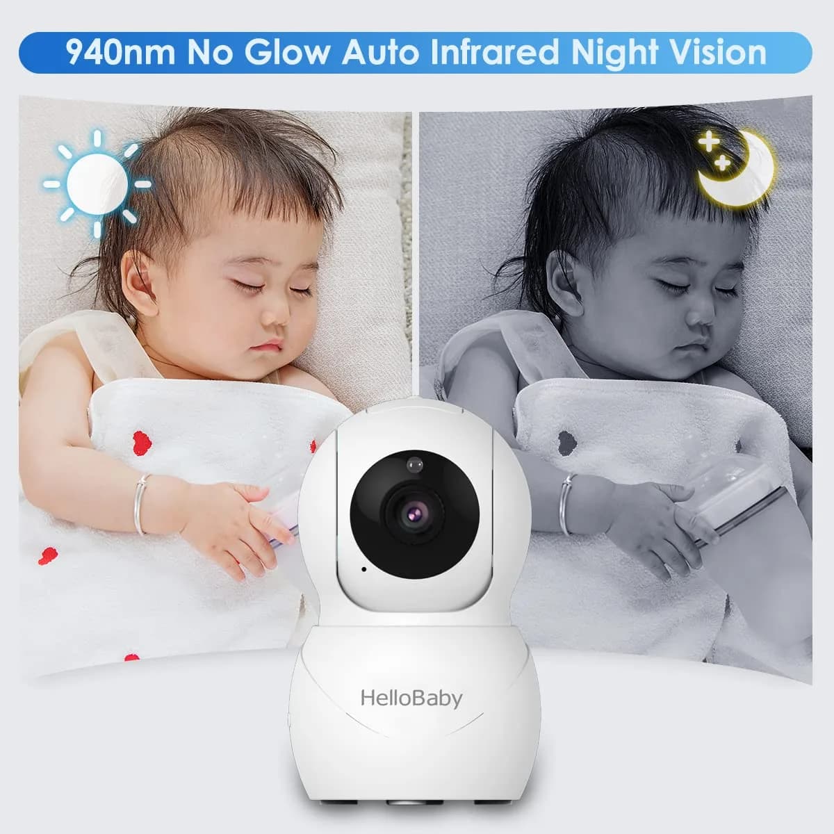 HelloBaby HB66pro 2-Camera Video Baby Monitor with 3.2" IPS Screen & Night Vision - view 4