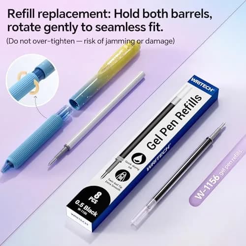 WRITECH Nebula Gel Pens 0.7mm Black Ink, 6 Count | Smooth Writing, Silent Click, Aesthetic Gradient Barrels thumbnail 5
