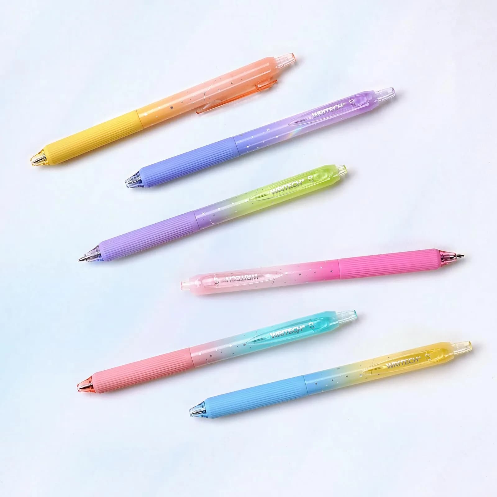 WRITECH Nebula Gel Pens 0.7mm Black Ink, 6 Count | Smooth Writing, Silent Click, Aesthetic Gradient Barrels - view 8