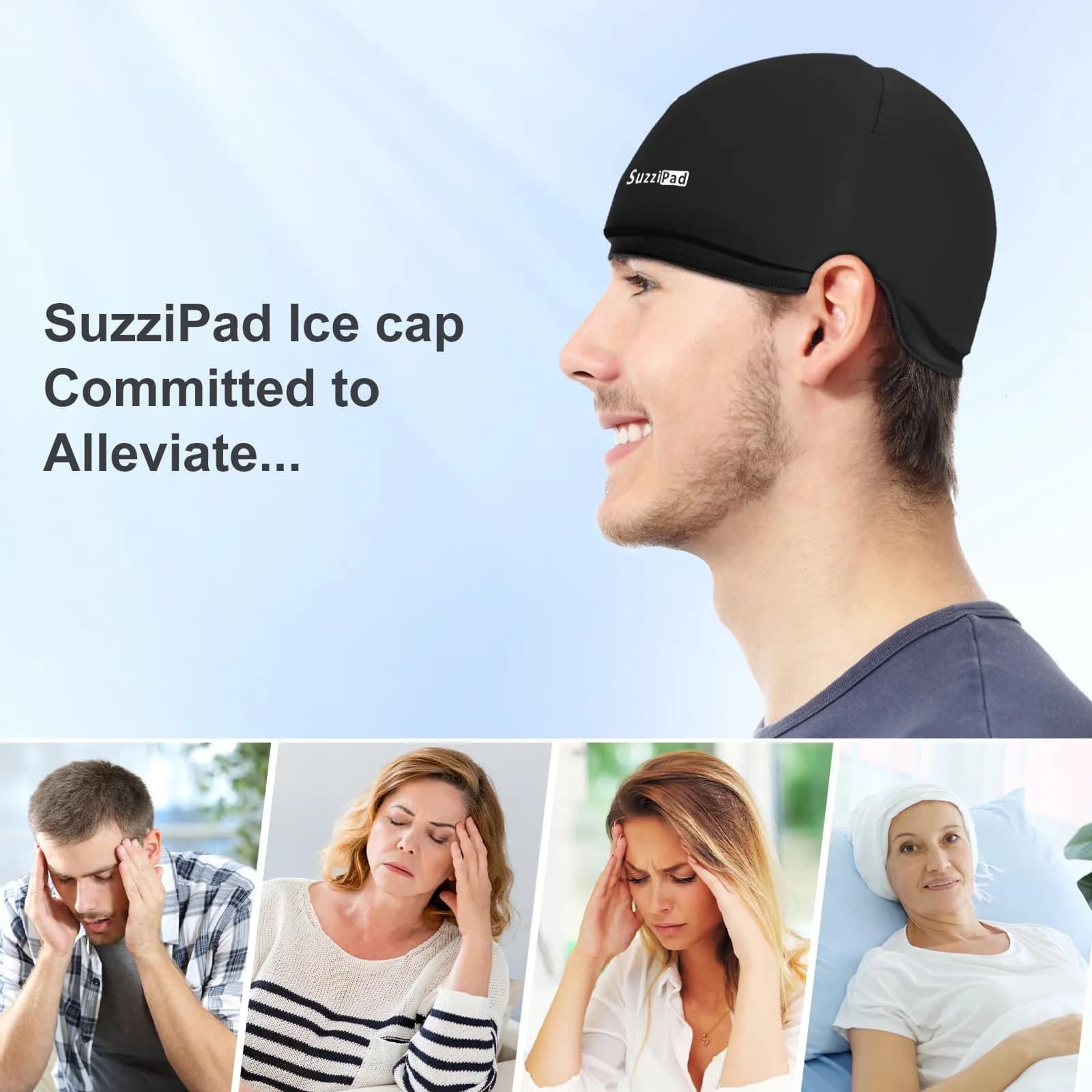 SUZZIPAD Chemo Cooling Cap for Chemotherapy Care - Black, One Size - view 3