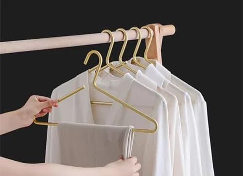 WONQEXZ Premium Matte Gold Aluminum Coat Hangers 16.5” | Elegant & Space Saving (70-120 chars) thumbnail 6