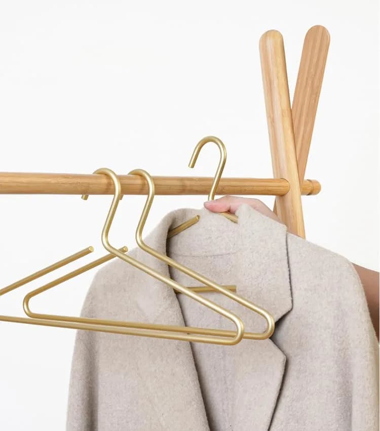 WONQEXZ Premium Matte Gold Aluminum Coat Hangers 16.5” | Elegant & Space Saving (70-120 chars) thumbnail 11