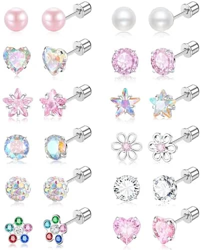 Leocuci Hypoallergenic Earring | Stainless Steel Flat Back Stud with Screw Back (0.81 oz/24 pcs) thumbnail 1