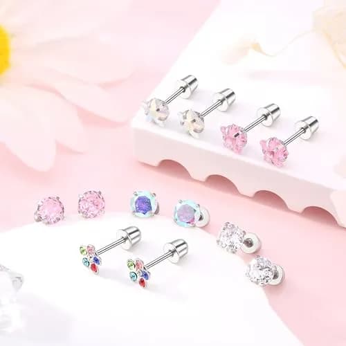 Leocuci Hypoallergenic Earring | Stainless Steel Flat Back Stud with Screw Back (0.81 oz/24 pcs) thumbnail 6