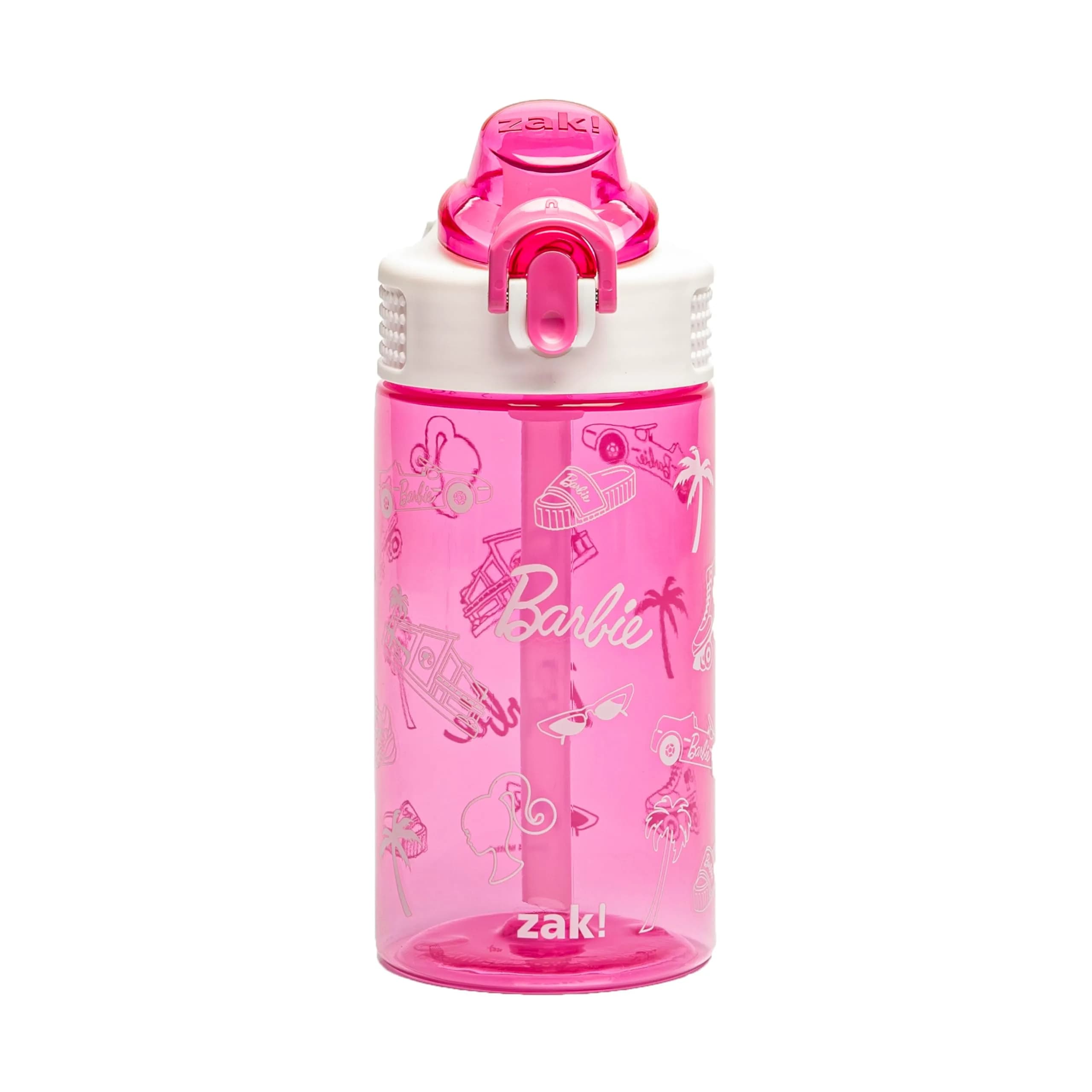 Zak Designs Dinosaur 16oz Leak-Proof Kids Water Bottle, Plastic | BPA-Free, Durable & Fun — Barbie / 16 Ounces
