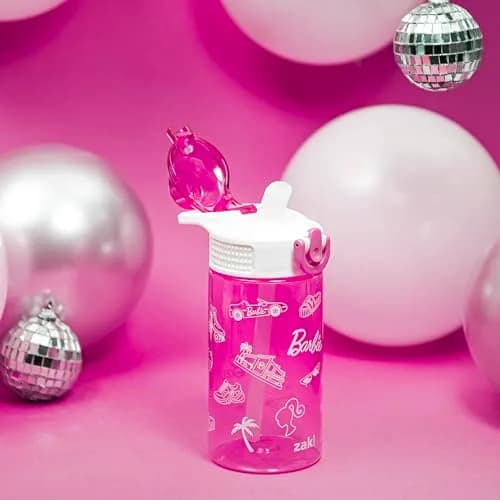 Zak Designs Barbie Sage 16oz Leak-Proof Straw Kids Water Bottle, Plastic | BPA-Free Durable Kid-Friendly thumbnail 2