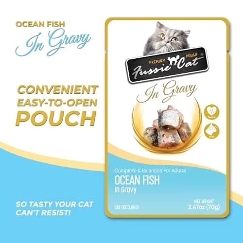 Fussie Cat Premium Ocean Fish in Gravy, 2.4 Oz (Pack of 12) | Complete & Balanced Cat Food with Omega-3 thumbnail 2