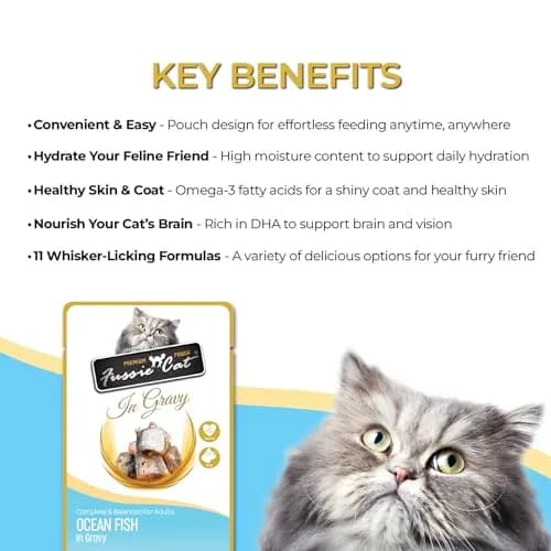 Fussie Cat Premium Ocean Fish in Gravy, 2.4 Oz (Pack of 12) | Complete & Balanced Cat Food with Omega-3 thumbnail 3