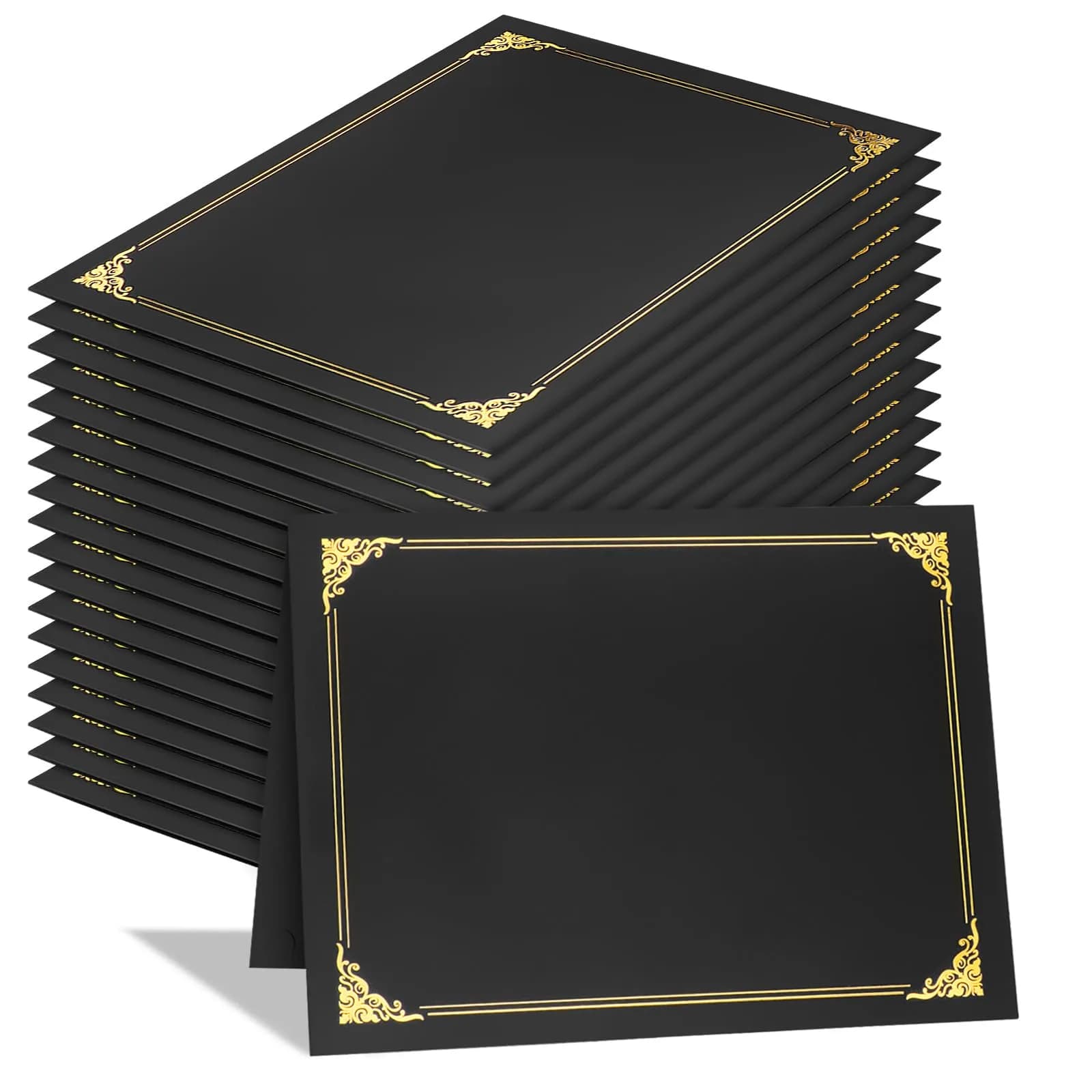 COIDEA Black Certificate Holders with Gold Foil Border, 25-Pack, Letter Size 8.5" x 11" - main product image