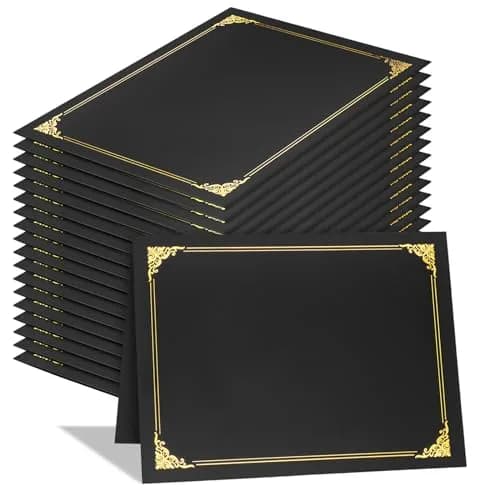 COIDEA Black Certificate Holders with Gold Foil Border, 25-Pack, Letter Size 8.5" x 11" thumbnail 1