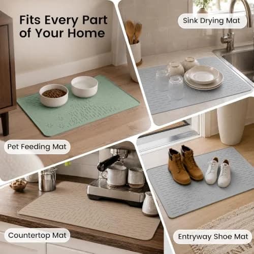 OHMO Cat Litter Mat, 23.5x16 Silicone Trapping Mat Ash Grey | Waterproof & Easy Clean thumbnail 9