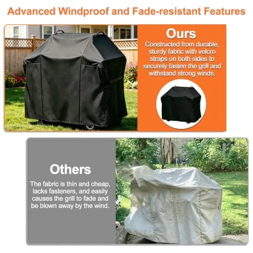 Blackhoso 48" Grill Cover for Weber Spirit II 200/210 Series, 122cm x 69cm x 107cm | Heavy Duty 600D Oxford Waterproof Grill Protection thumbnail 5