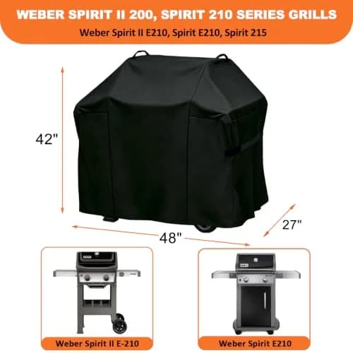 Blackhoso 48" Grill Cover for Weber Spirit II 200/210 Series, 122cm x 69cm x 107cm | Heavy Duty 600D Oxford Waterproof Grill Protection thumbnail 2