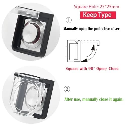 ZGSZJHF Latching Push Button Switch Cover Protector for 22mm Hole, 2-Pack | Childproof & Waterproof Safety Cover thumbnail 3