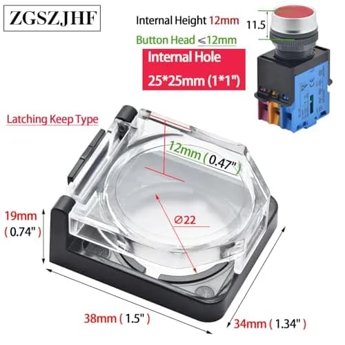 ZGSZJHF Latching Push Button Switch Cover for 22mm Hole | Child Proof Safety Protector (2-Pack, White) thumbnail 2