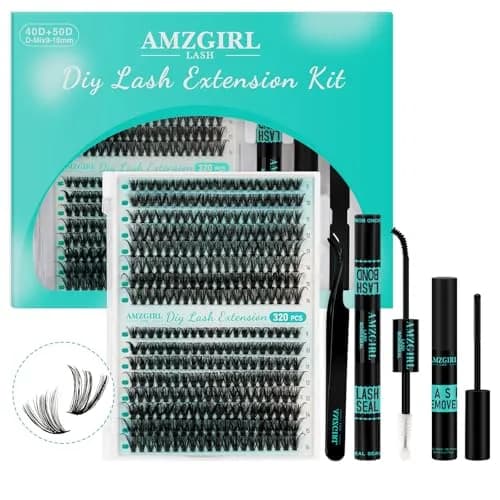 AMZGIRL Lash Clusters Kit 320Pcs, 40D+50D D Curl Wispy Eyelash Extensions | DIY False Lashes for Natural & Dramatic Looks thumbnail 1