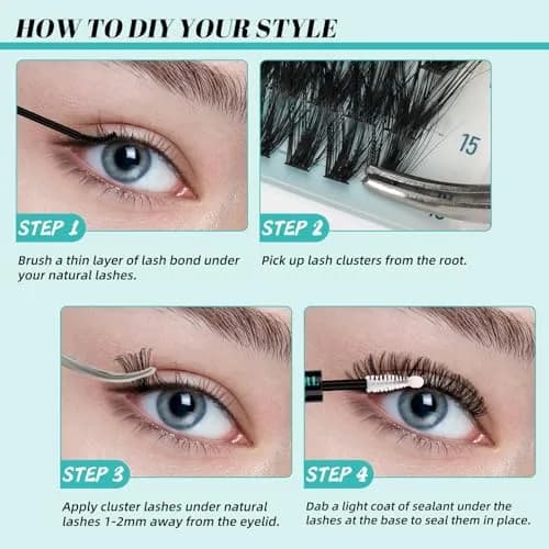 AMZGIRL Lash Clusters Kit 320Pcs, 40D+50D D Curl Wispy Eyelash Extensions | DIY False Lashes for Natural & Dramatic Looks thumbnail 6
