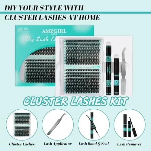 AMZGIRL Lash Clusters Kit 320Pcs, 40D+50D D Curl Wispy Eyelash Extensions | DIY False Lashes for Natural & Dramatic Looks thumbnail 2