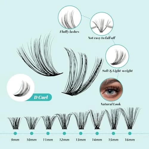 AMZGIRL Lash Clusters Kit 320Pcs, 40D+50D D Curl Wispy Eyelash Extensions | DIY False Lashes for Natural & Dramatic Looks thumbnail 3