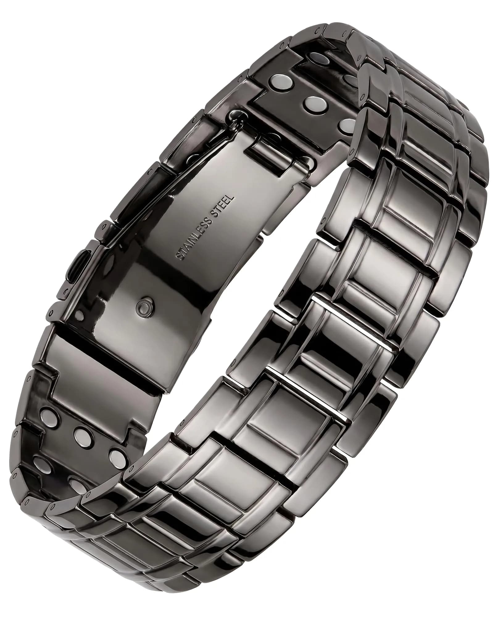 Feraco Magnetic Bracelet for Men Stainless Steel | 3500 Gauss, Adjustable, Hypoallergenic (70-120 chars) — Gray-new