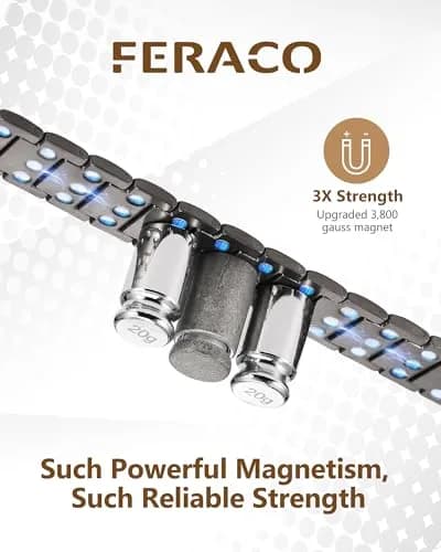 Feraco Magnetic Bracelet for Men Stainless Steel | 3500 Gauss, Adjustable, Hypoallergenic (70-120 chars) thumbnail 4