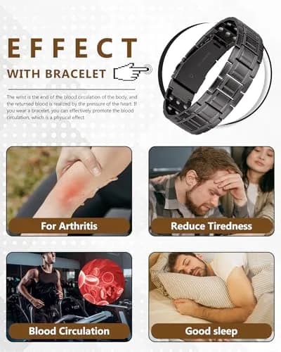 Feraco Magnetic Bracelet for Men Stainless Steel | 3500 Gauss, Adjustable, Hypoallergenic (70-120 chars) thumbnail 8