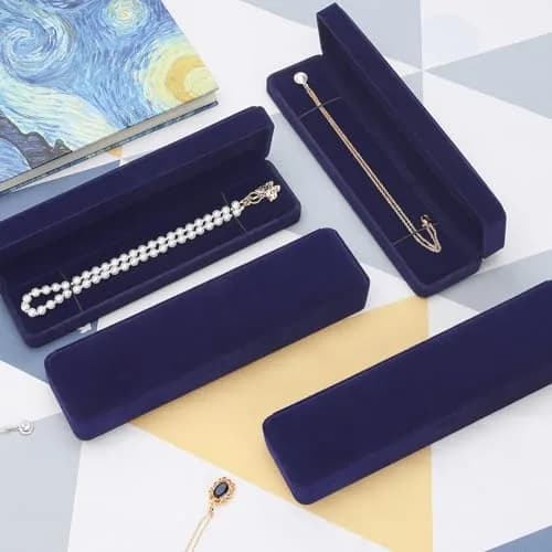 LETURE Velvet Jewelry Box 4 Pack | Classic Design for Bracelets, Necklaces & Watches (22x5.5x3cm) thumbnail 2