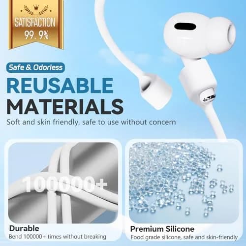 Mooyavia Ultra Strong Magnetic Anti-Lost Strap for AirPods Pro-White | Sport Silicone Neck Lanyard thumbnail 6