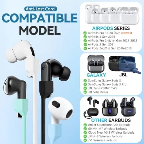Mooyavia Ultra Strong Magnetic Anti-Lost Strap for AirPods Pro-White | Sport Silicone Neck Lanyard thumbnail 2