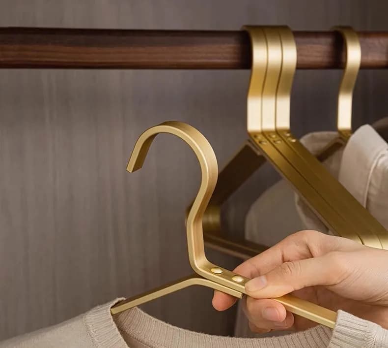WONQEXZ Golden Aluminum Coat Hangers 6 Piece Set | Extra Slim & Waterproof, 17.7" | Durable Metal Support thumbnail 9