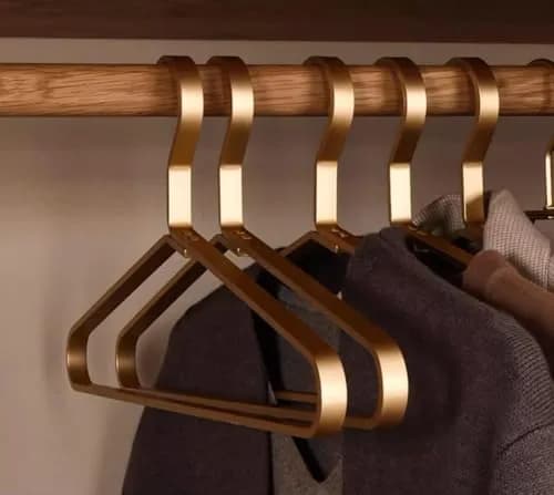 WONQEXZ Golden Aluminum Coat Hangers 6 Piece Set | Extra Slim & Waterproof, 17.7" | Durable Metal Support thumbnail 11