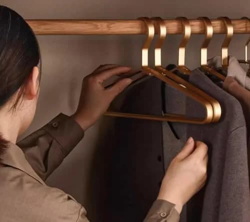 WONQEXZ Golden Aluminum Coat Hangers 6 Piece Set | Extra Slim & Waterproof, 17.7" | Durable Metal Support thumbnail 12
