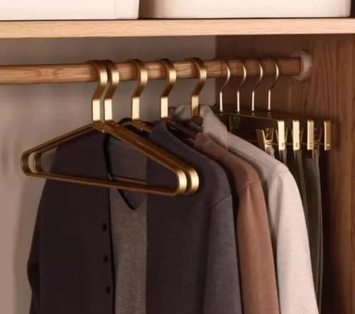 WONQEXZ Golden Aluminum Coat Hangers 6 Piece Set | Extra Slim & Waterproof, 17.7" | Durable Metal Support thumbnail 13