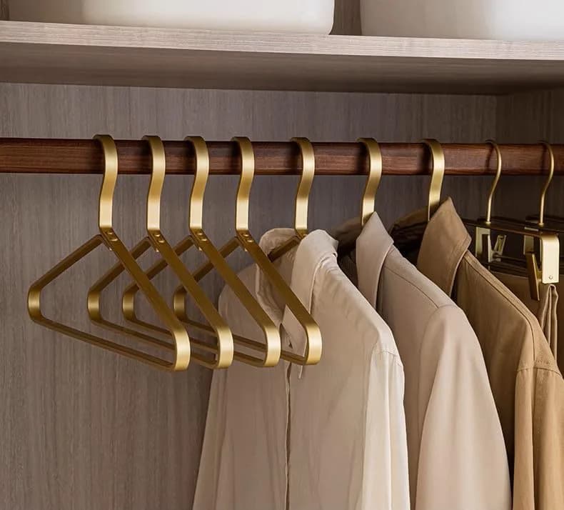 WONQEXZ Golden Aluminum Coat Hangers 6 Piece Set | Extra Slim & Waterproof, 17.7" | Durable Metal Support thumbnail 5