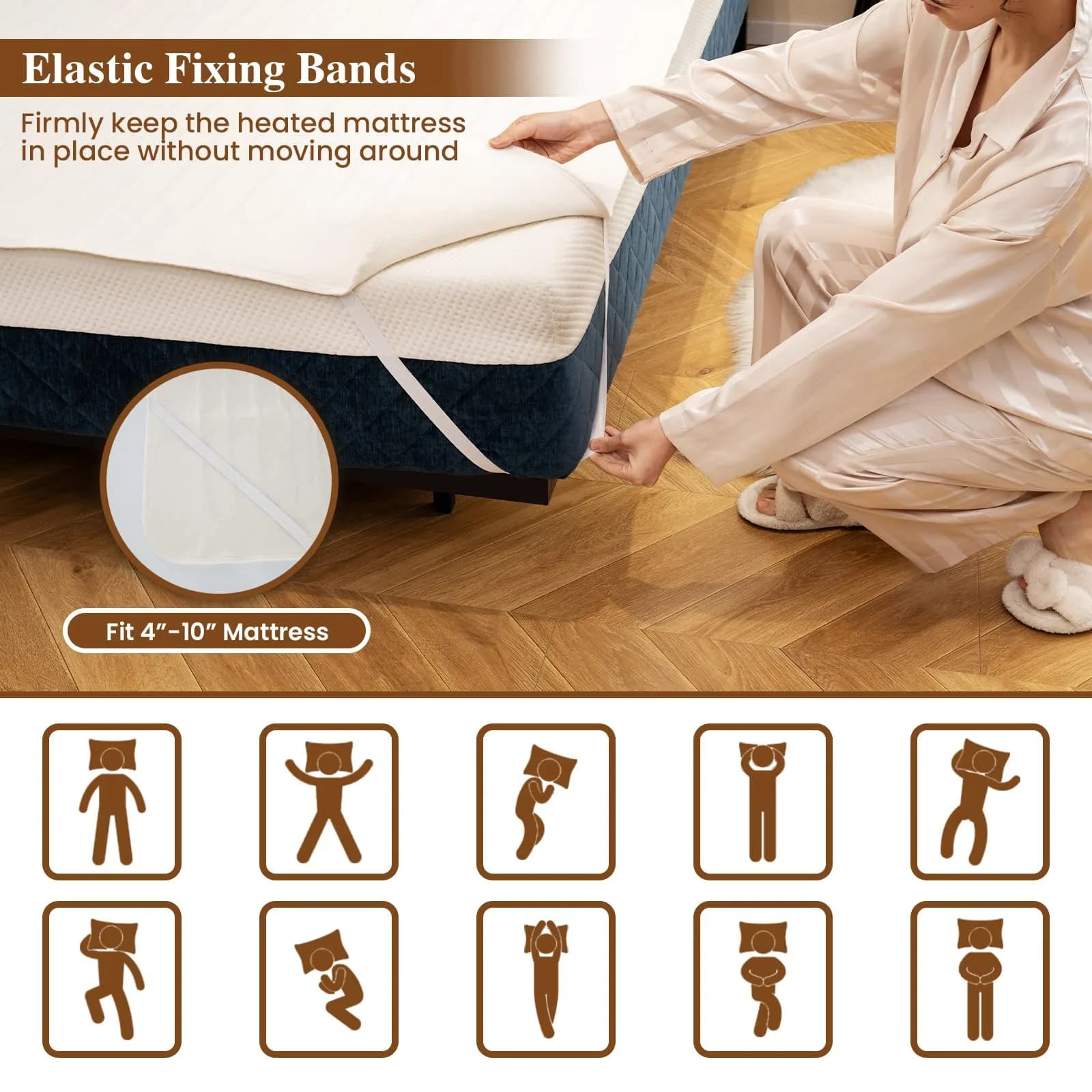 GORELAX Heated Mattress Pad Twin Size, Electric Bed Warmer Heater 75"x39" | 8 Heating Settings & Auto Shut Off - view 6