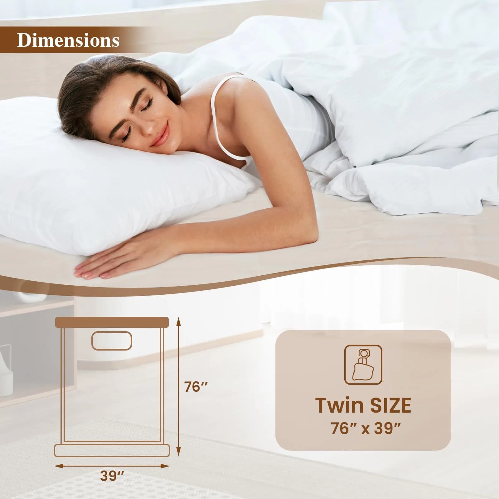 GORELAX Heated Mattress Pad Twin Size, Electric Bed Warmer Heater 75"x39" | 8 Heating Settings & Auto Shut Off - view 8