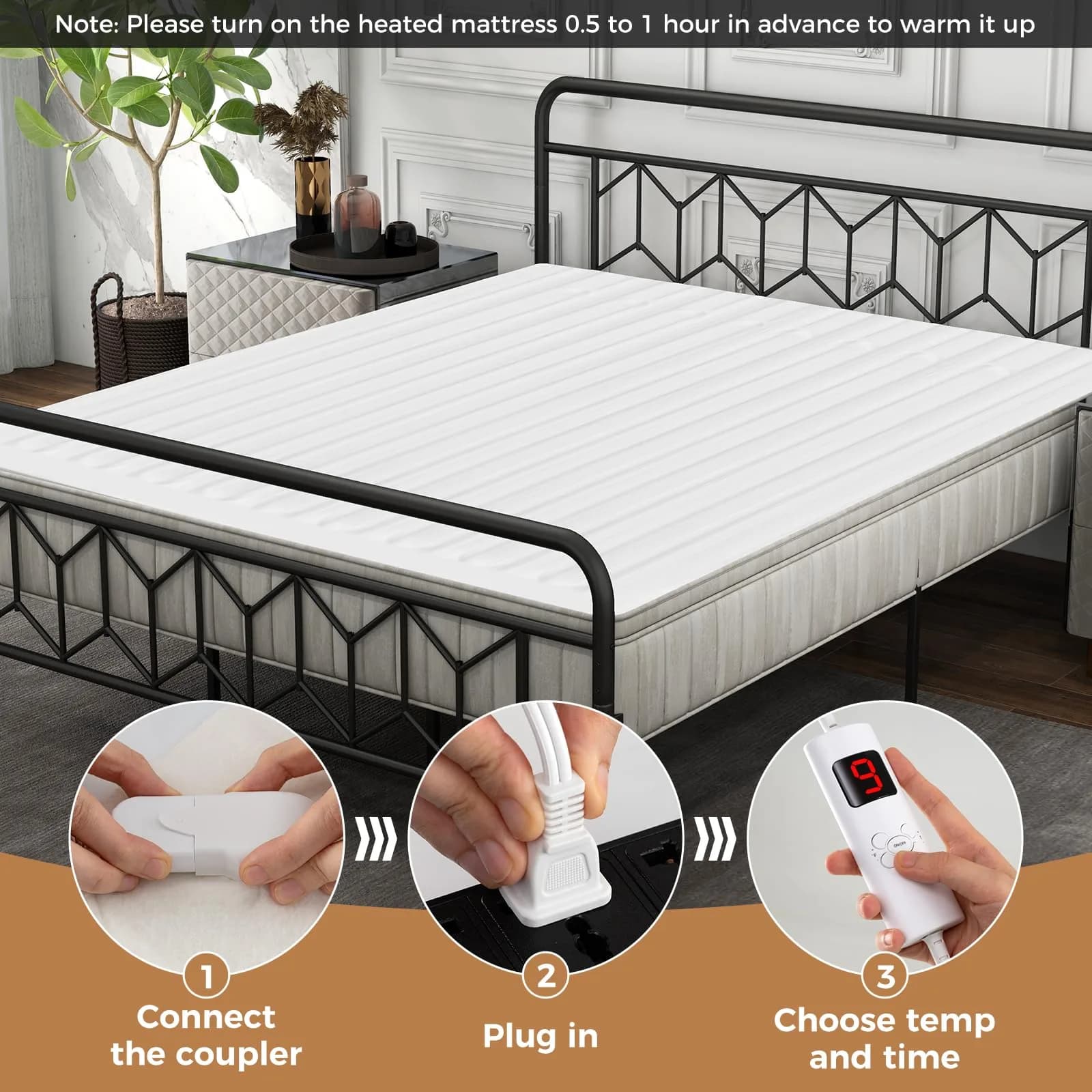 GORELAX Heated Mattress Pad Queen Size 203cm x 152cm (80"x 60") | Dual Control, 8 Heat Settings, UL/ETL Certified - view 7