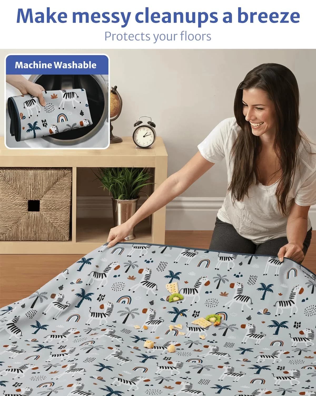 Blissful Diary Baby Splat Mat for High Chair, 128 x 128 cm (50.4 x 50.4 Inch) | Waterproof & Washable Floor Protector - view 6