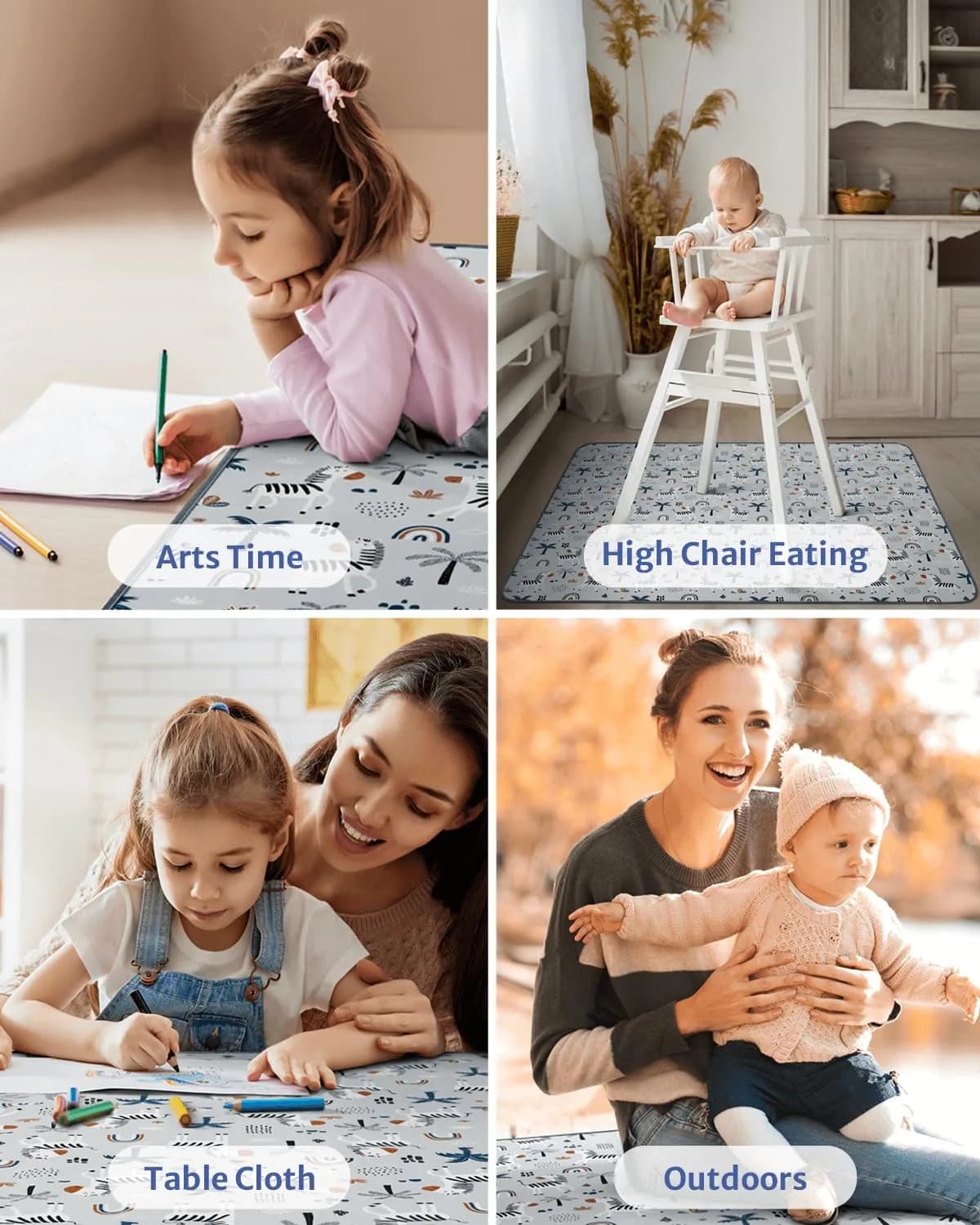 Blissful Diary Baby Splat Mat for High Chair, 128 x 128 cm (50.4 x 50.4 Inch) | Waterproof & Washable Floor Protector - view 7