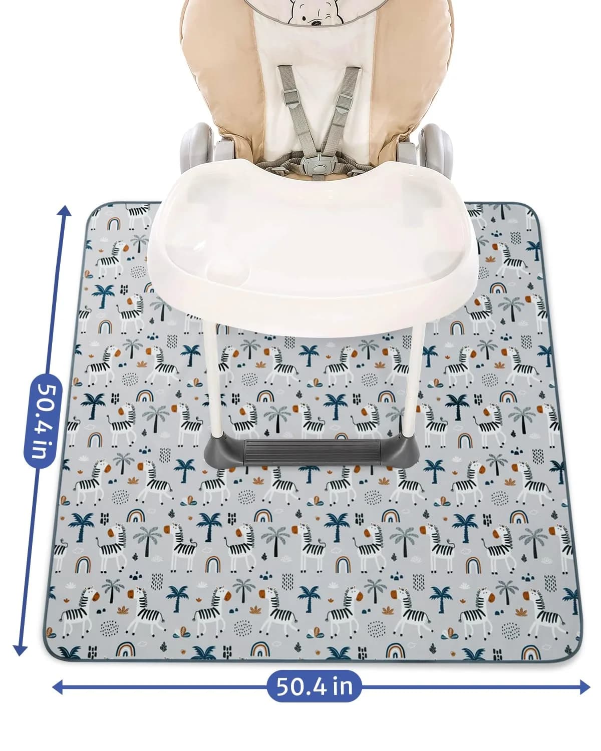 Blissful Diary Baby Splat Mat 128cm (50.4 Inch) - Easy Clean Waterproof Floor Protector, Gray Zebra - view 3