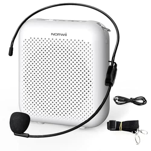 Norwii Bluetooth Voice Amplifier with Wired Microphone Headset & 4000mAh Battery | 10W Portable PA System for Teachers, Tours, Gym thumbnail 1