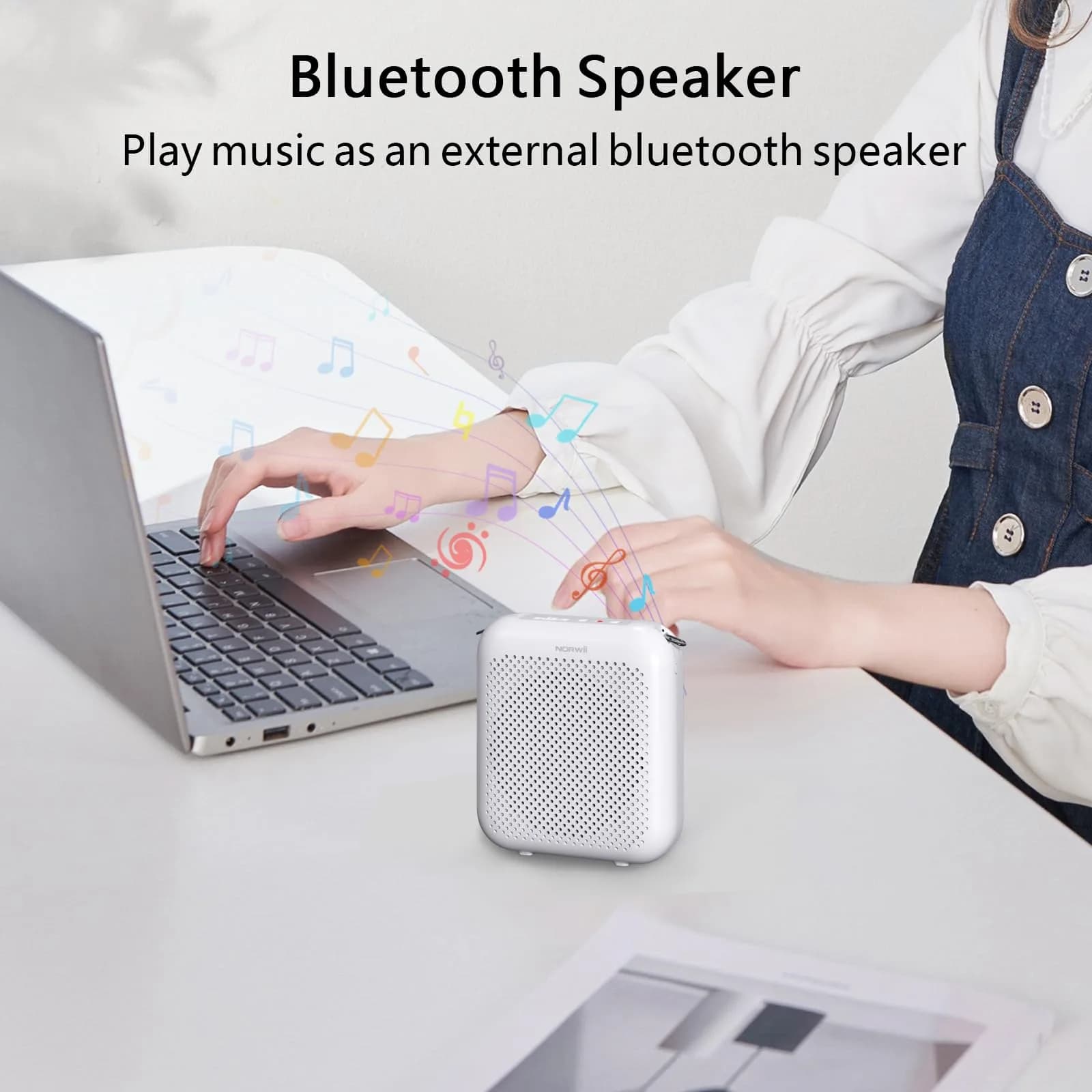 Norwii Bluetooth Voice Amplifier with Wired Microphone Headset & 4000mAh Battery | 10W Portable PA System for Teachers, Tours, Gym - view 8