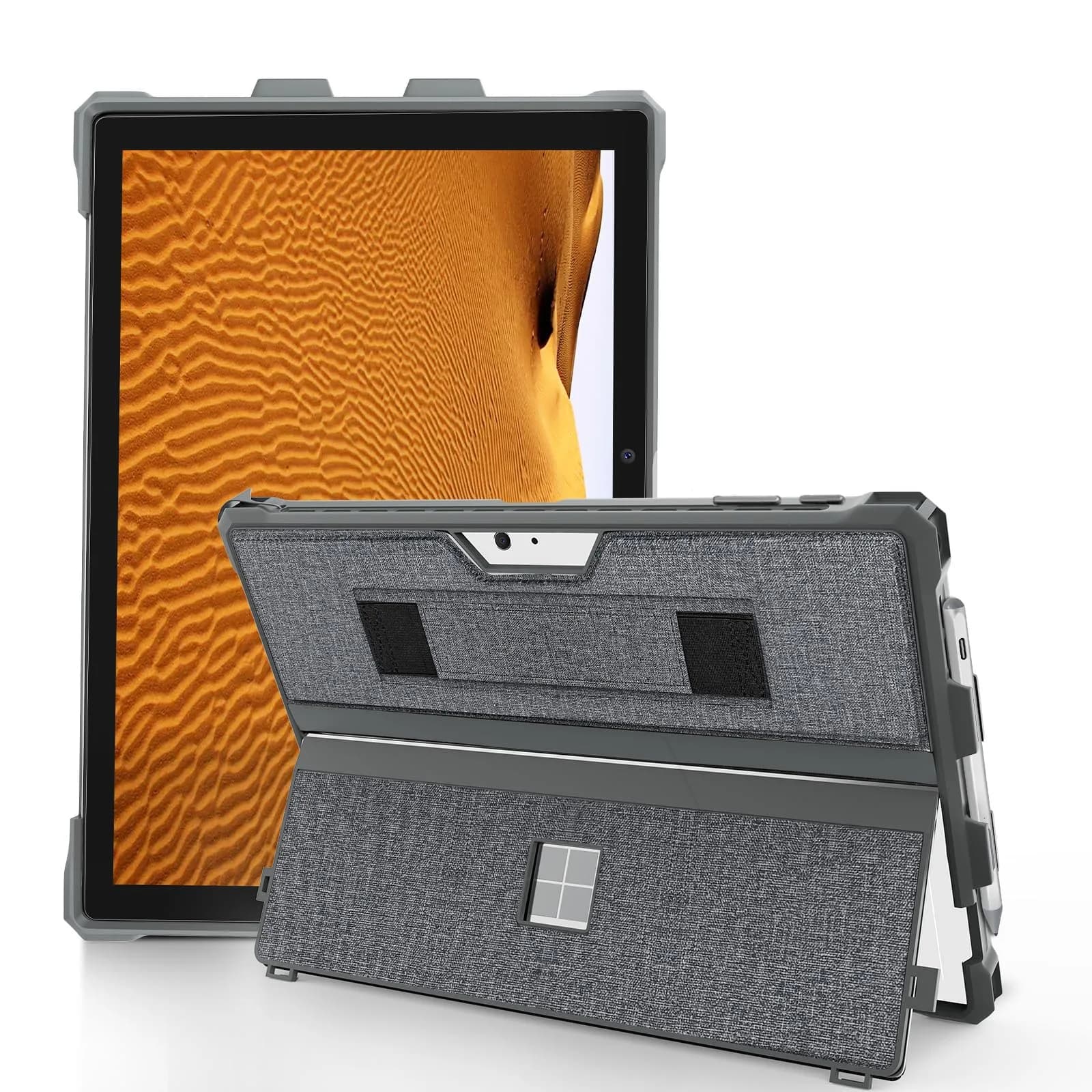 YORUNOHOSHI Rugged Case for 12.3" Surface Pro 7+/7/6/5/4 with Pen Holder & Hand Strap | Dark Gray — Dark Gray