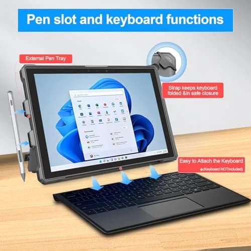 YORUNOHOSHI Rugged Case for 12.3" Surface Pro 7+/7/6/5/4 with Pen Holder & Hand Strap | Dark Gray thumbnail 6