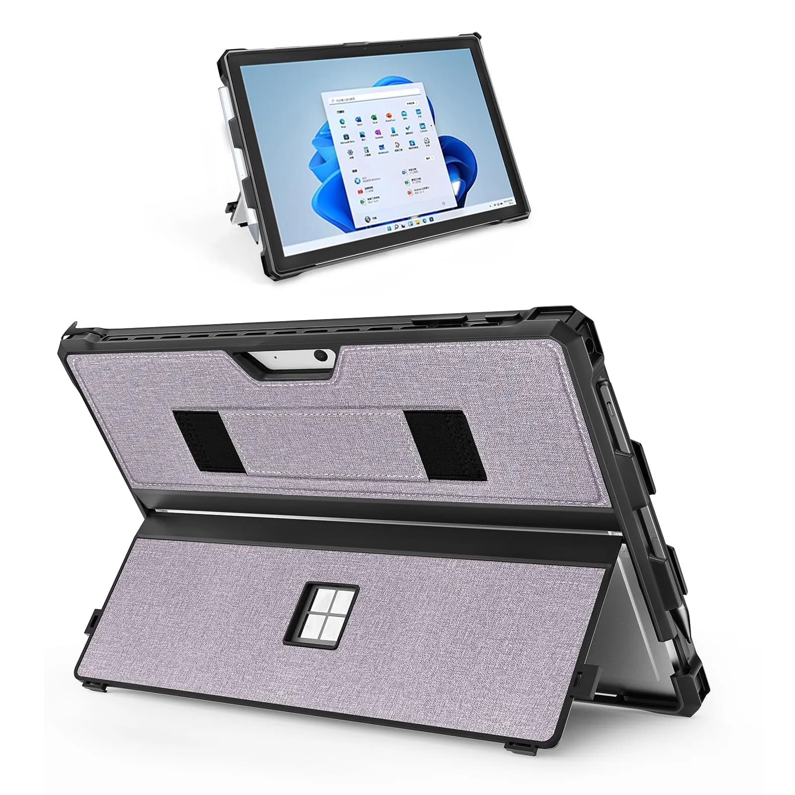 YORUNOHOSHI Rugged Case for 12.3" Microsoft Surface Pro 7+/7/6/5/4 with Pen Holder & Hand Strap (Light Purple) | Drop Protection & Type Cover Compatible — Light Purple