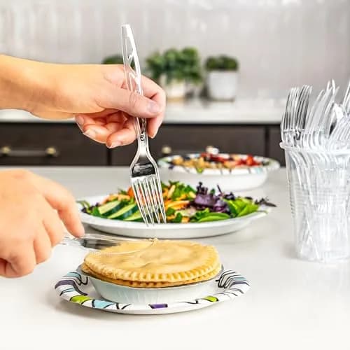 Amazon Basics Disposable Clear Plastic Cutlery Set 192 Count | Value Pack Flatware thumbnail 5