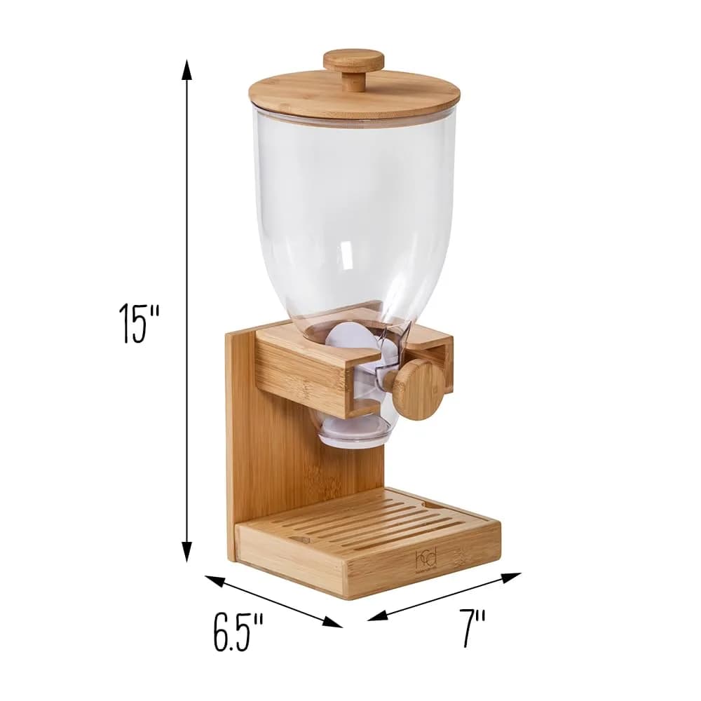 ZevrO Bamboo Cereal Dispenser with Airtight Lid 1.5 L (17.5 oz) | Portion Control for Dry Foods - view 5