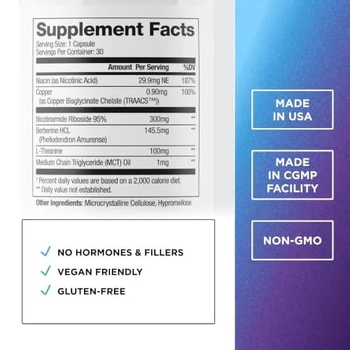 DR. EMIL NUTRITION Aging & Longevity Capsules | NAD+ Support, Berberine & L-Theanine, 30 Capsules thumbnail 2