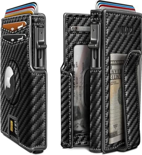 miyozi Airtag Wallet for Men, Slim Metal Card Holder with RFID Block & Money Clip thumbnail 1