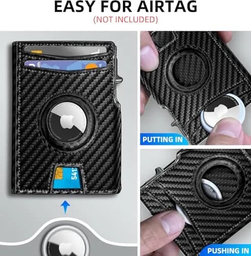 miyozi Airtag Wallet for Men, Slim Metal Card Holder with RFID Block & Money Clip thumbnail 4
